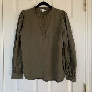 Calvin Klein Army Green Pop Over Blouse Size Large